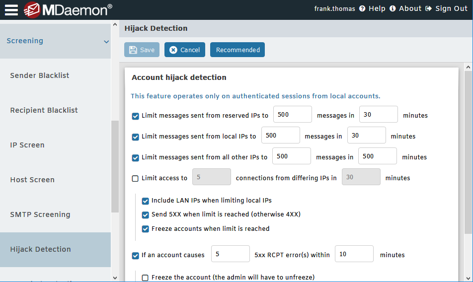 Account Hijack Detection in MDaemon Remote Administration