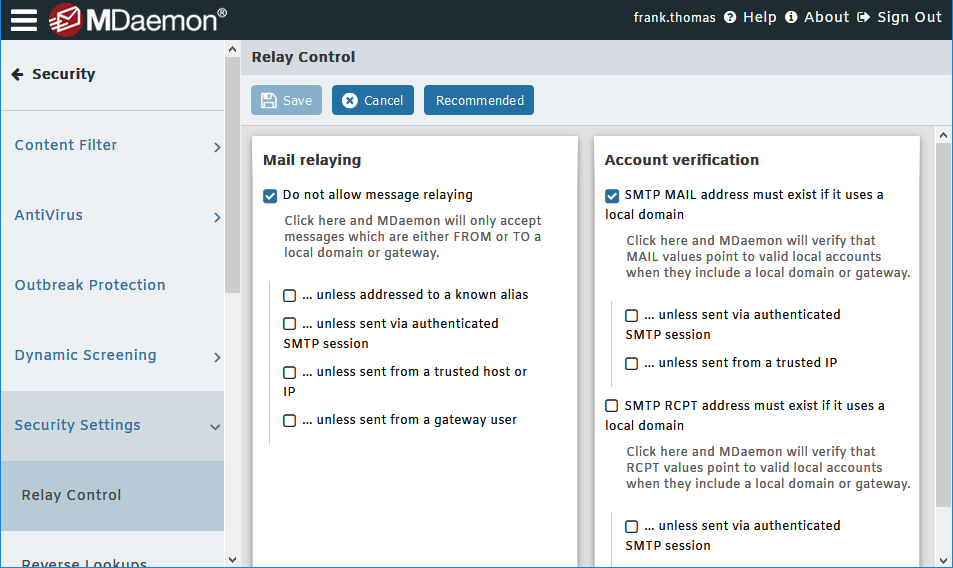 Relay Control Settings in MDaemon Email Server
