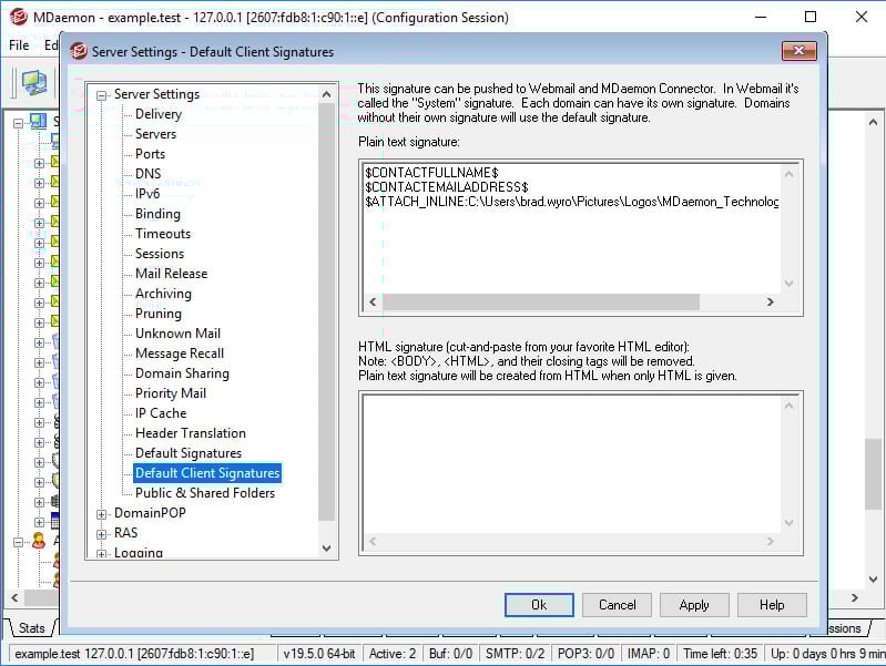 Central Management of Email Client Signatures