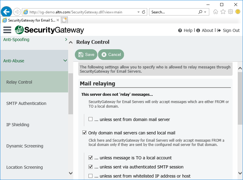 mdaemon mail server authentication from security gateway