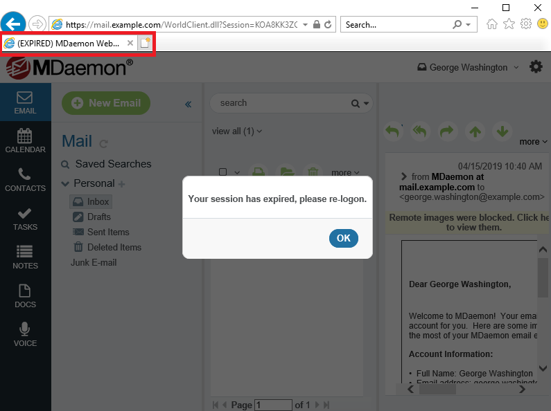 MDaemon Webmail Expired Session Notification