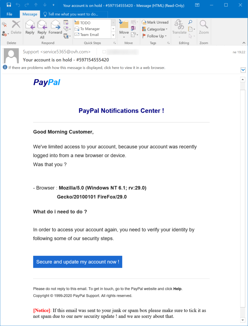 Paypal Phishing Reingefallen