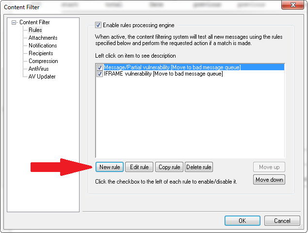 New Content Filter Rule