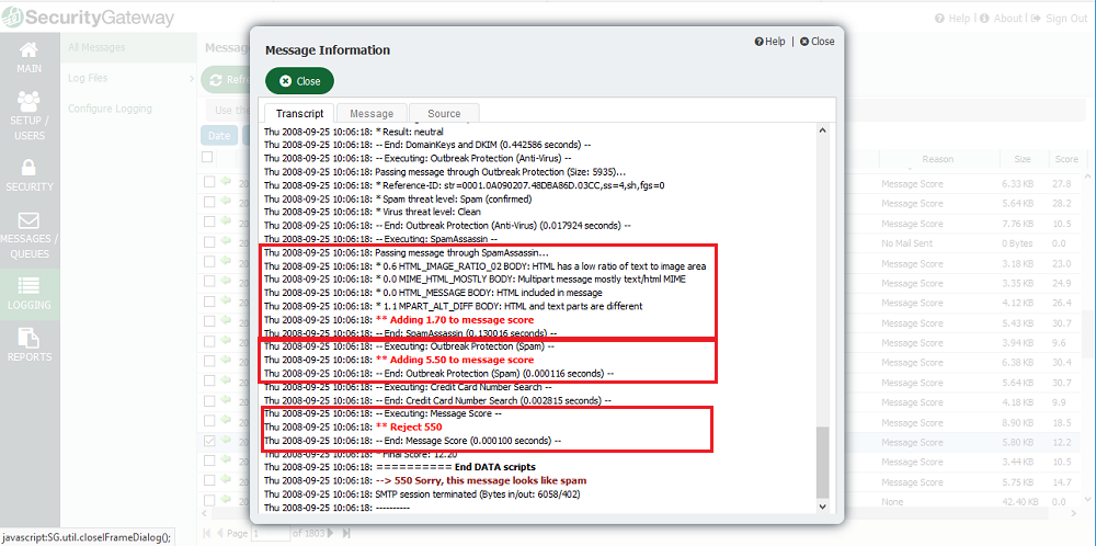 Message tracking with color-coded events for easy troubleshooting