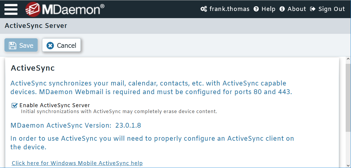 MDaemon Mobile Device Management via ActiveSync