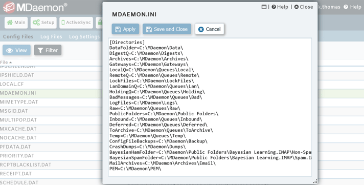 MDaemon Email Server file structure - directories