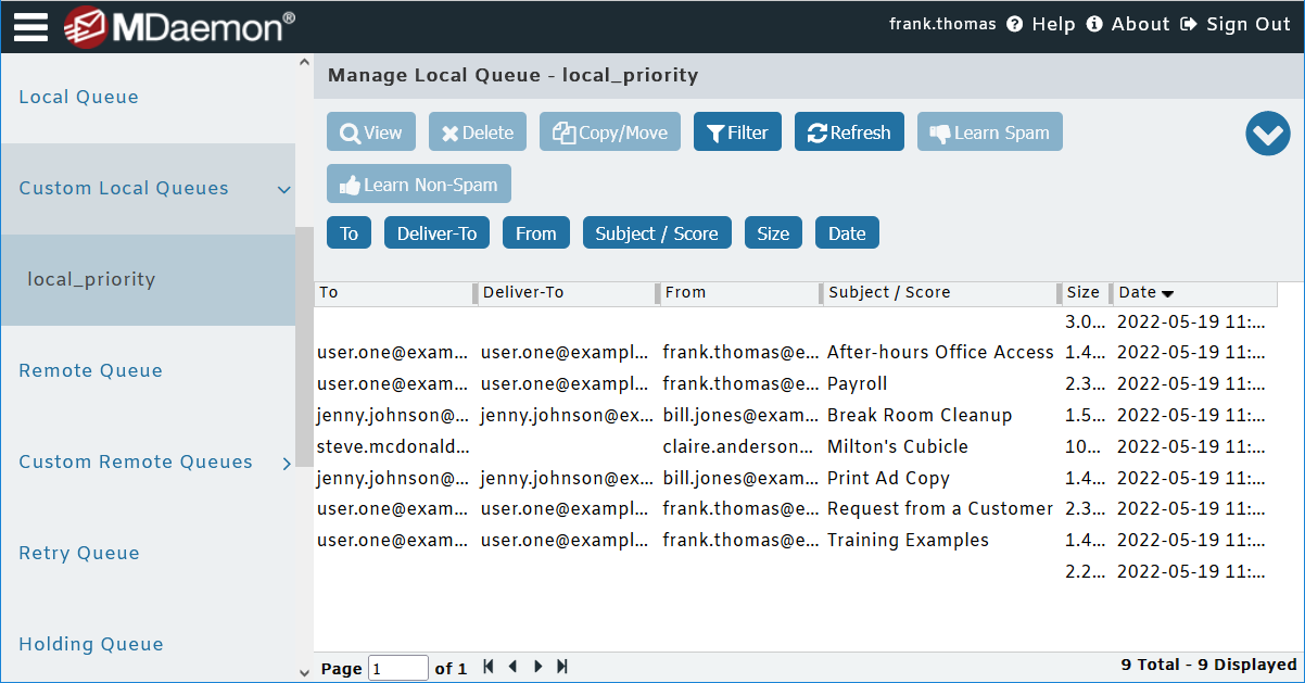 MDaemon Email Server Custom Queues in Remote Administration