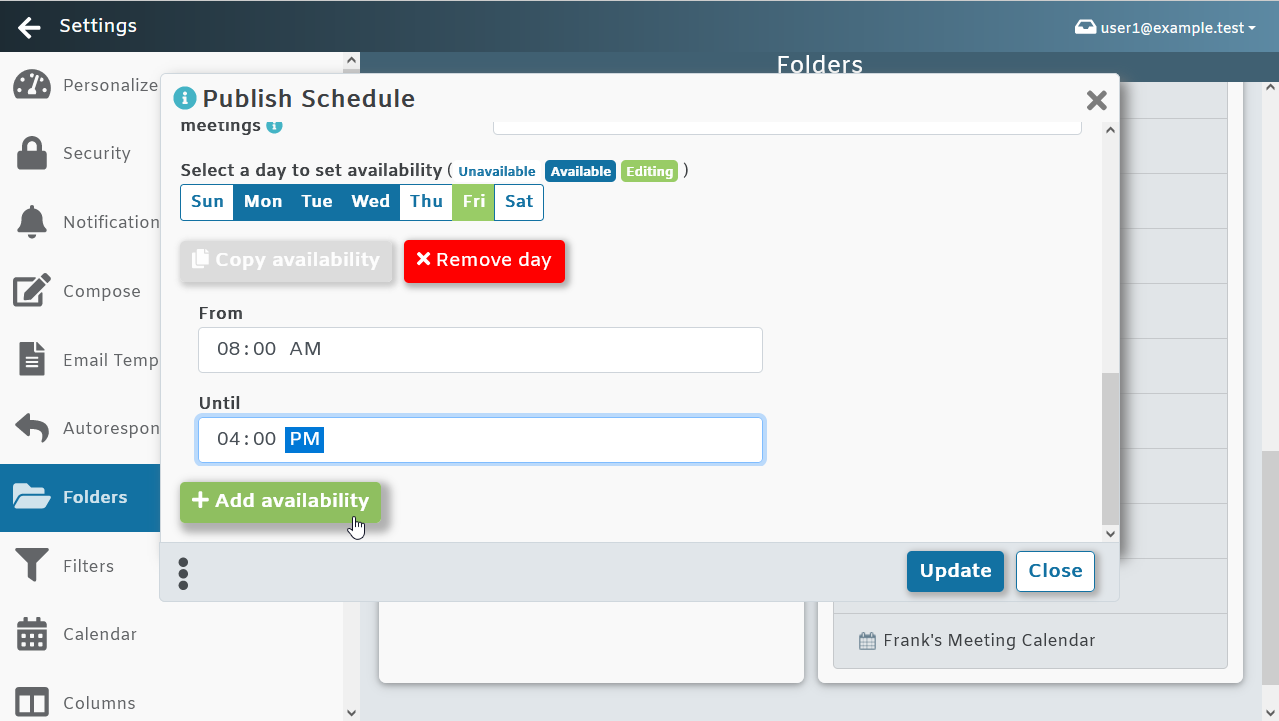 MDaemon Webmail calendar availability for booking appointments