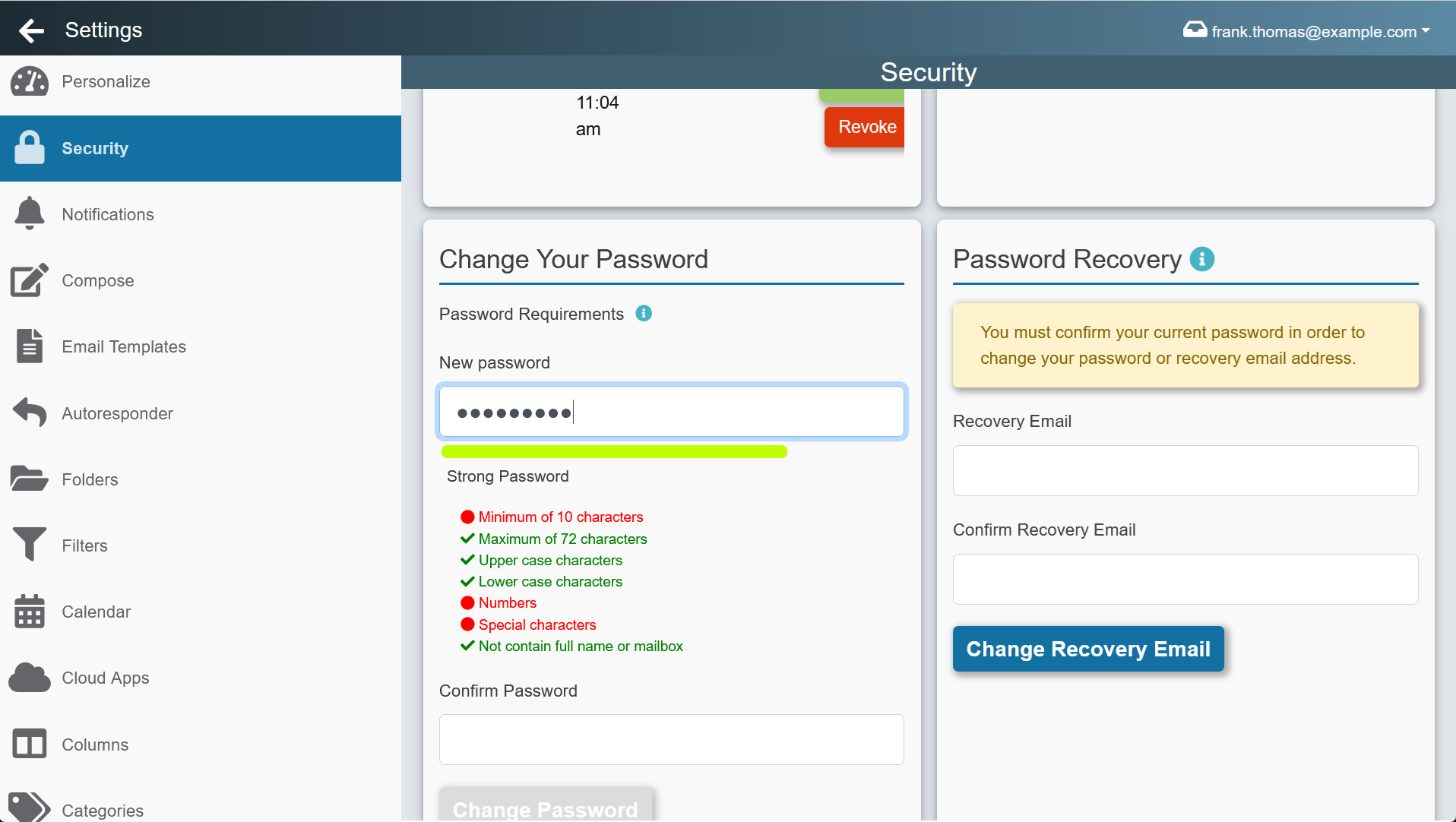 Password strength meter in MDaemon Webmail