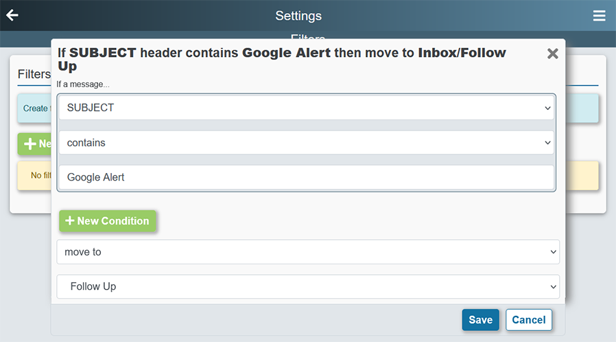 MDaemon Webmail Emal Filters