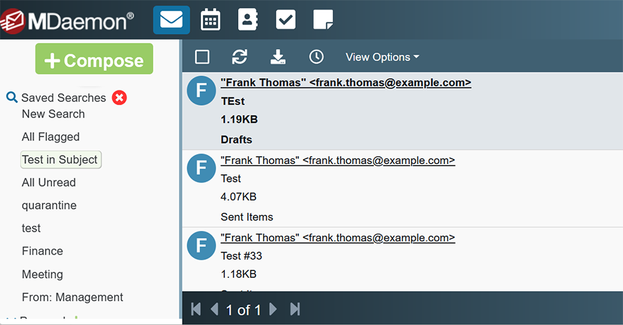 MDaemon Webmail Saved Search Folders