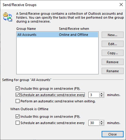 Microsoft Outlook Send Receive Schedule