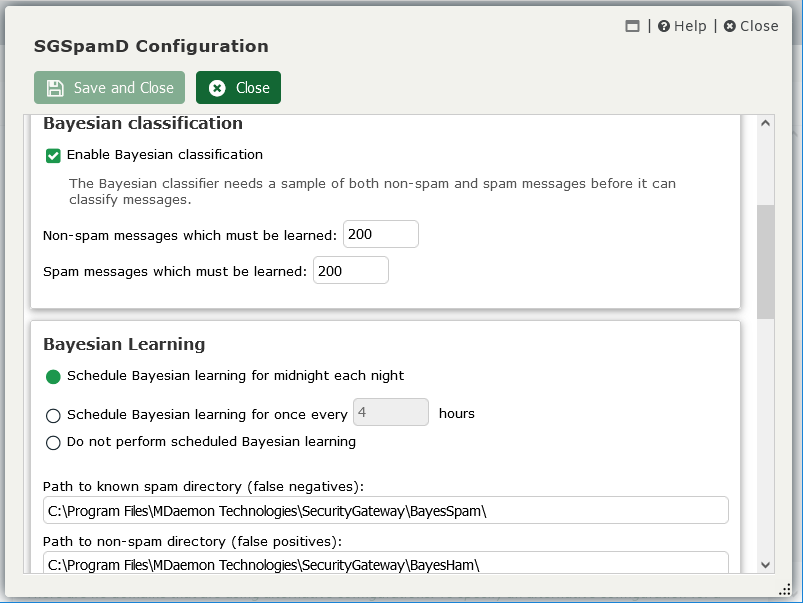 Using Bayesian classification to train the SecurityGateway for Email spam filter