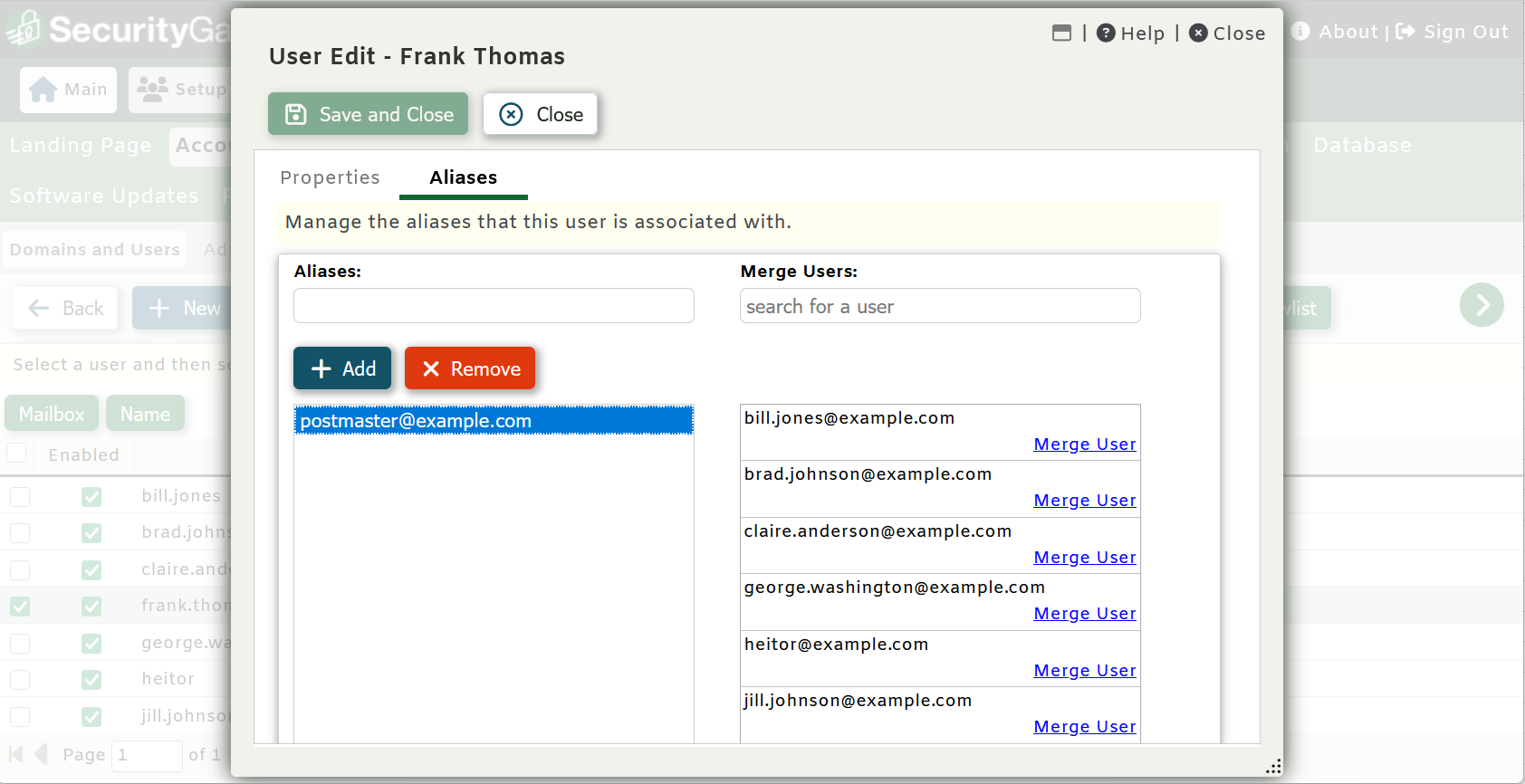 SecurityGateway Postmaster Alias Setup