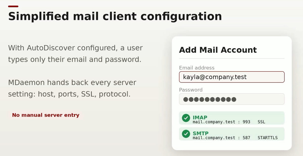 Add Mail Account screen where a user enters only an email address and password