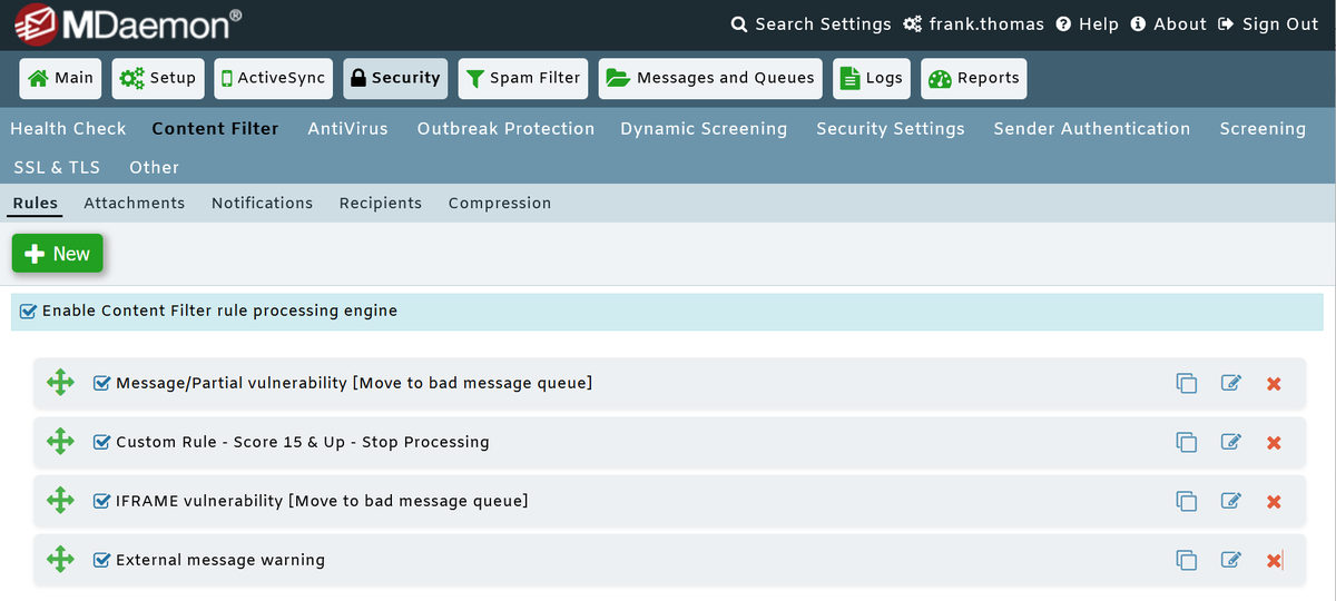 Content Filter Rules in MDaemon Email Server